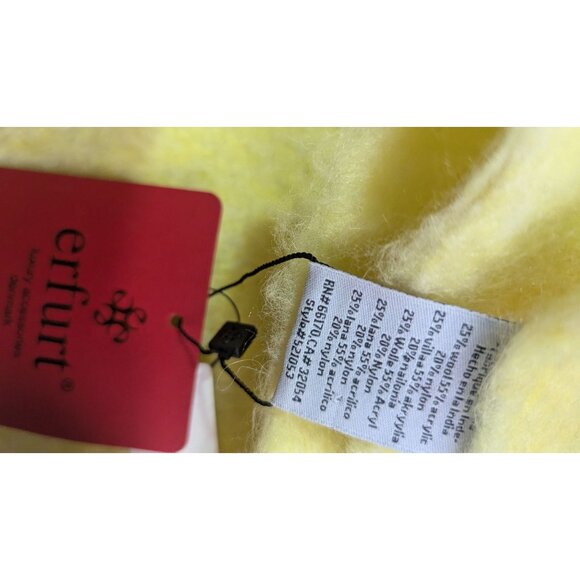 Erfurt Luxury Yellow Fringed Scarf 76x12" Soft Cozy Wool Blend NWT Denmark - Picture 6 of 8